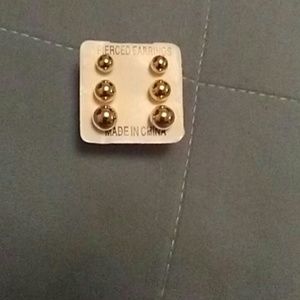 COPY - 3 pair gold ball studs